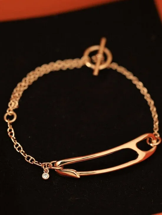 H's Rose Gold Diamond MM Chaine d'Ancre Punk Bracelet - Picture 4 of 9